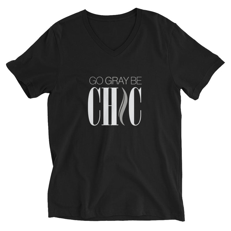Go Gray Be CHIC Unisex V-Neck T-Shirt