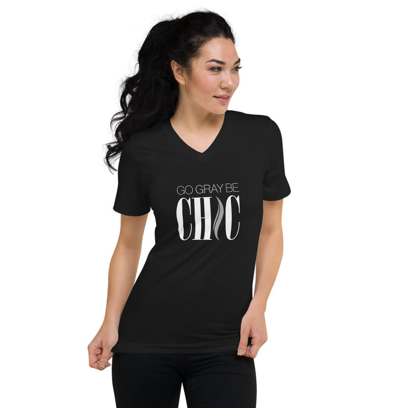 Go Gray Be CHIC Unisex V-Neck T-Shirt