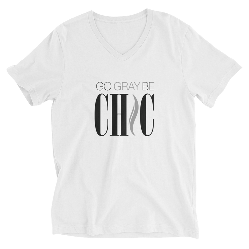 Go Gray Be CHIC Unisex V-Neck T-Shirt