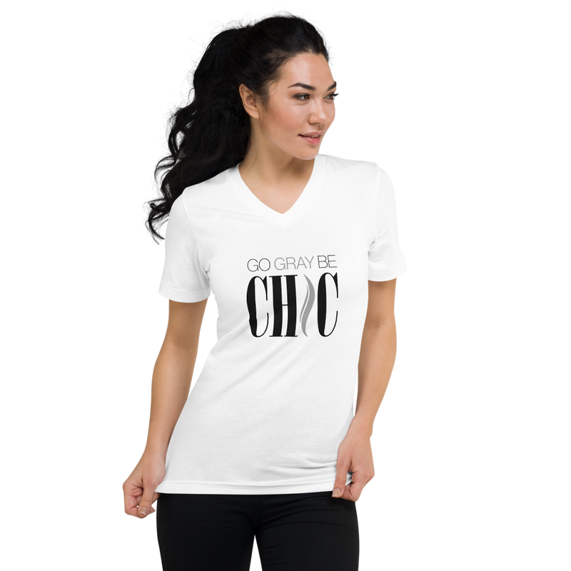 Go Gray Be CHIC Unisex V-Neck T-Shirt