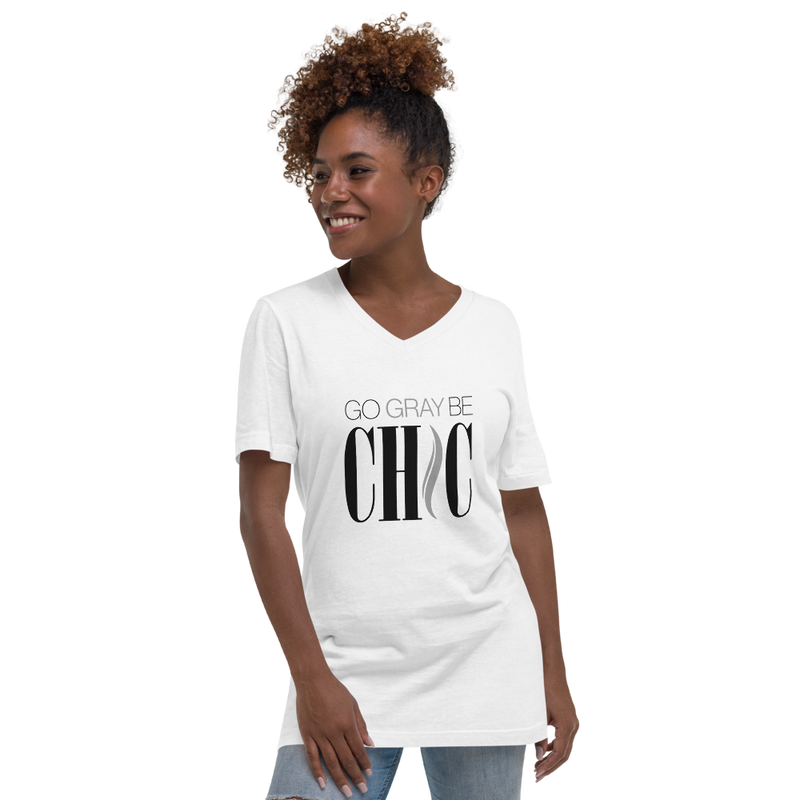 Go Gray Be CHIC Unisex V-Neck T-Shirt