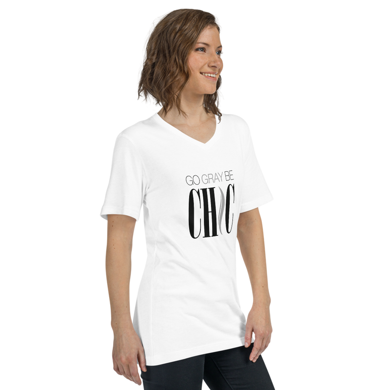 Go Gray Be CHIC Unisex V-Neck T-Shirt